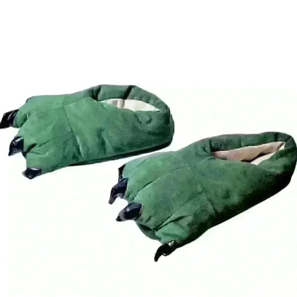 DINOSAUR Paws Costume Womans GREEN COMFY Slippers Non-Slip Shoes size Med (7-8) - Picture 4 of 6